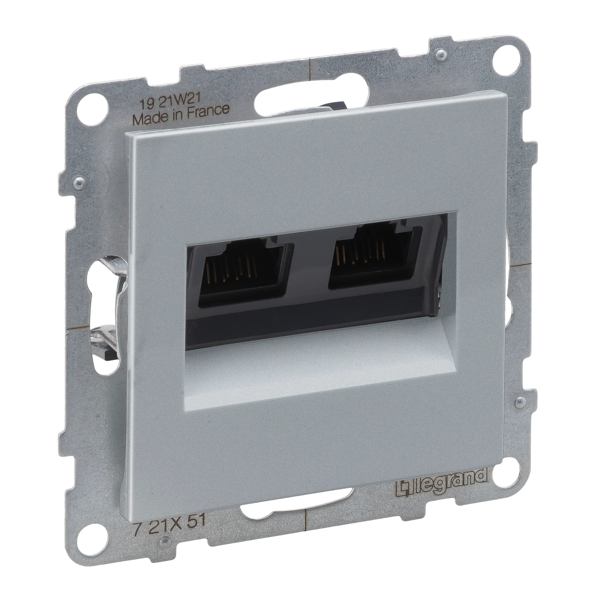 Priza dubla RJ45 UTP CAT5E Legrand Suno aluminiu 721351 [1]