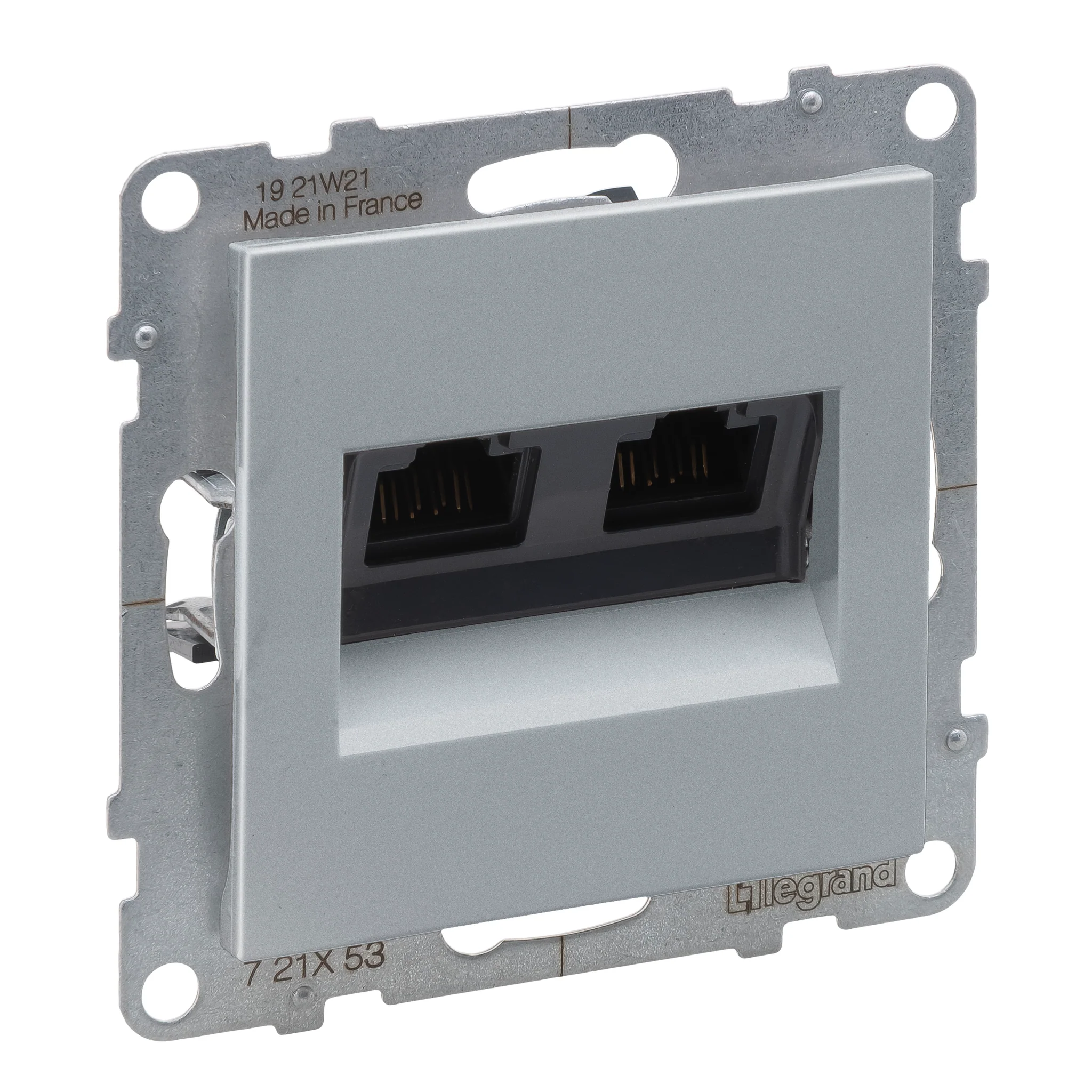 Priza dubla RJ45 UTP CAT6 Legrand Suno aluminiu 721353 [1]