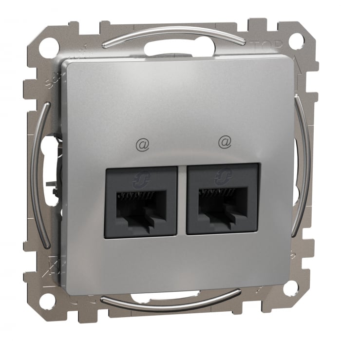 Priza dubla RJ45 UTP CAT6  Schneider Sedna aluminiu SDD113462 [1]