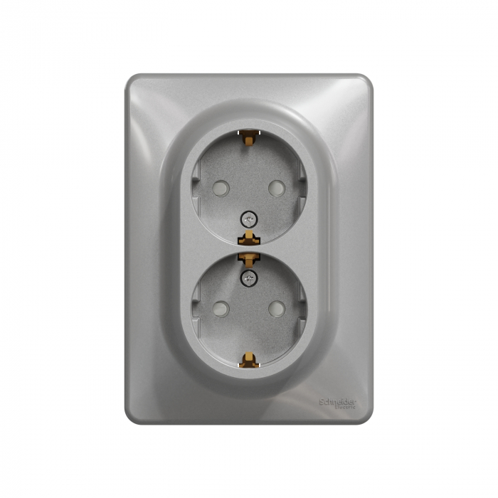 Priza dubla schuko cu protectie copii Schneider Sedna aluminiu SDD313221 [2]