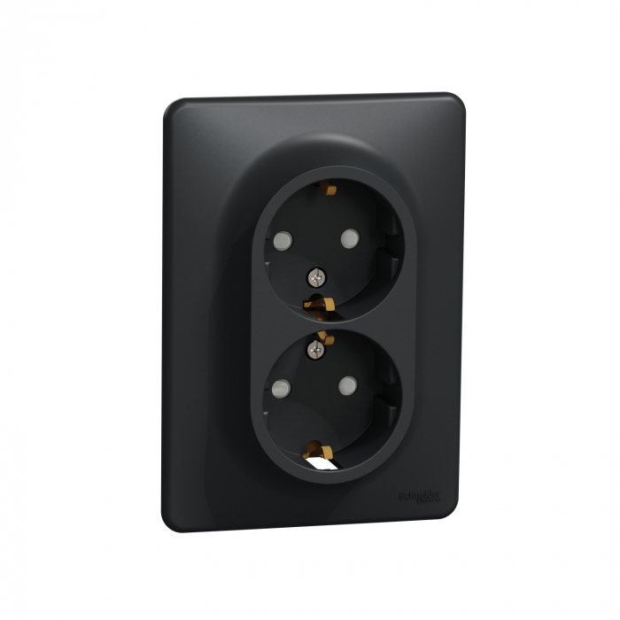 Priza dubla schuko cu protectie copii Schneider Sedna antracit SDD314221 [1]