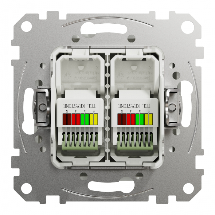 Priza dubla telefon RJ11 Schneider Sedna alb SDD111492 [3]