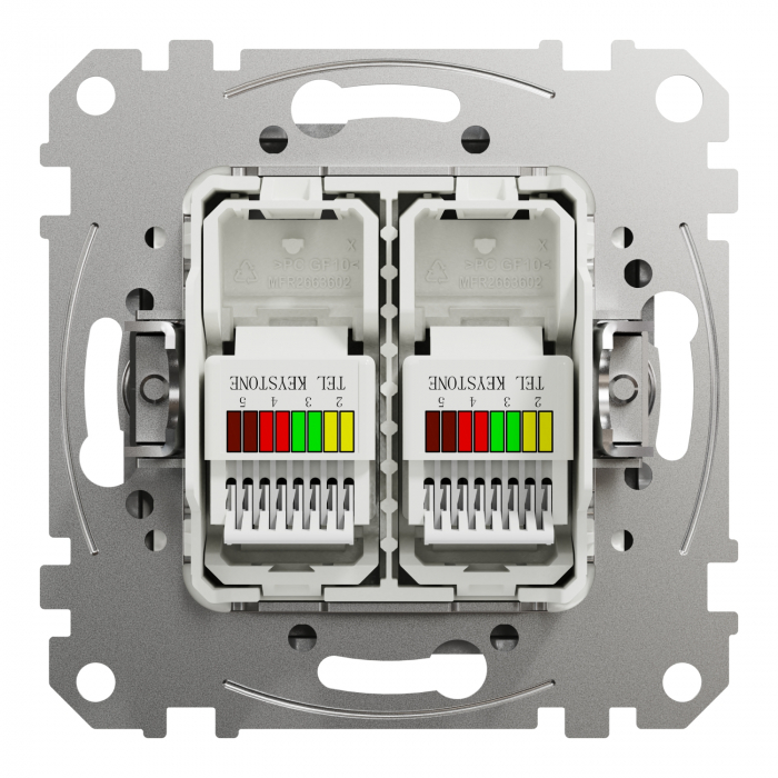 Priza dubla telefon RJ11 Schneider Sedna aluminiu SDD113492 [3]