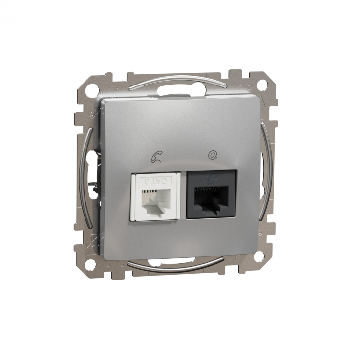 Priza RJ11+RJ45 UTP CAT5E Schneider Sedna aluminiu SDD113458 [1]