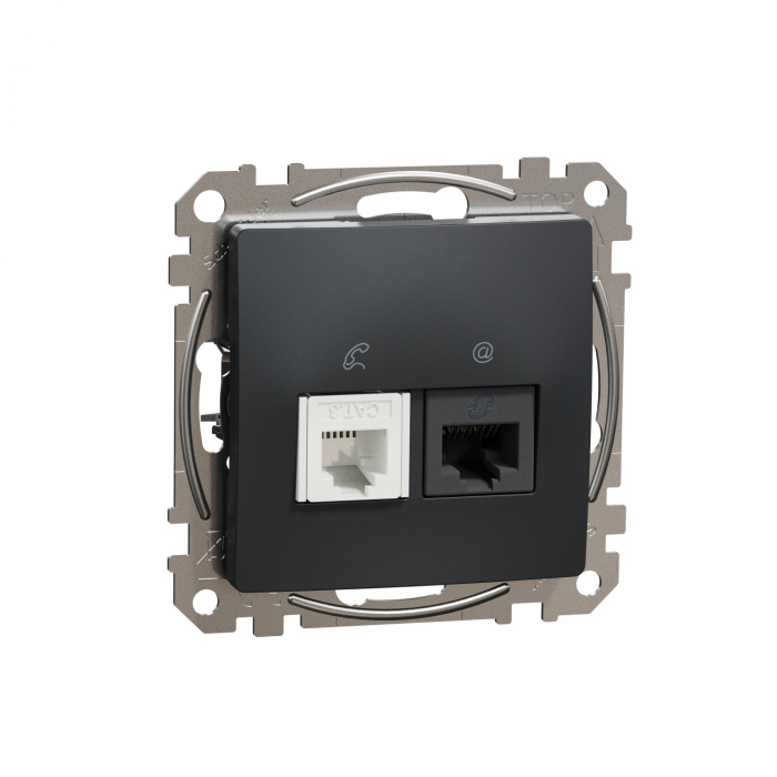 Priza RJ11+RJ45 UTP CAT5E Schneider Sedna antracit SDD114458 [1]