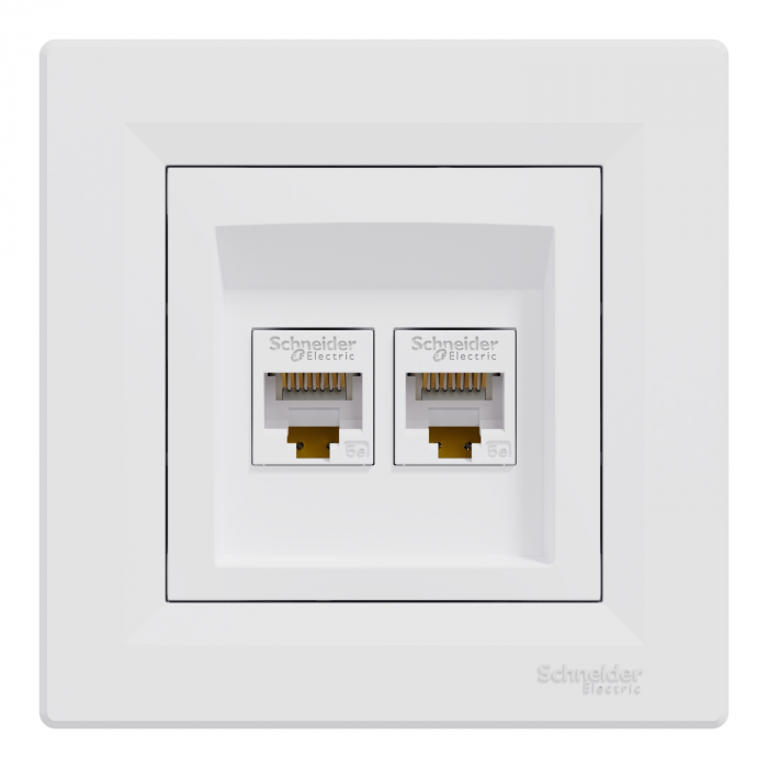 Priza RJ45 dubla UTP CAT5E Schneider Asfora alb EPH4400121 [2]