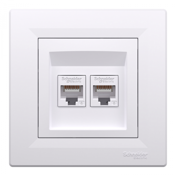 Priza RJ45 dubla UTP CAT6 Schneider Asfora alb EPH4800121 [2]
