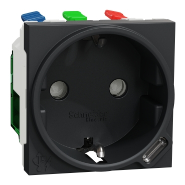 Priza schuko 2M + USB tip C Schneider Noua Unica antracit NU301754 [1]