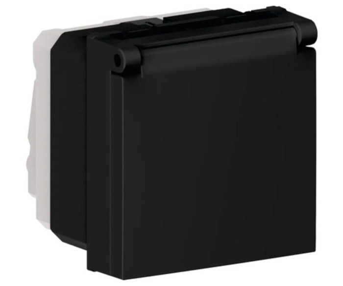 Priza schuko cu capac 2M 16A Flexo Himel negru mat HWDFLSSLID01B [1]