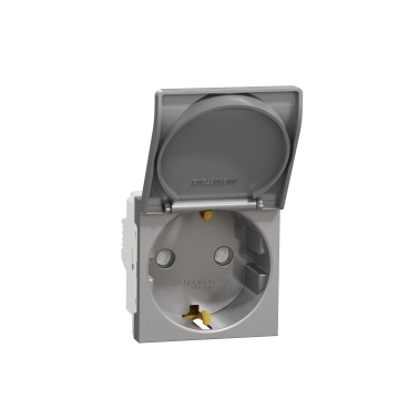 Priza schuko cu capac 2M Schneider Noua Unica aluminiu NU303730TA [1]