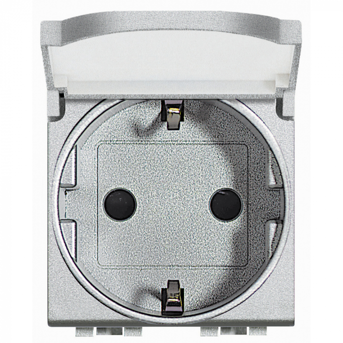 Priza schuko cu capac Living Light Bticino 2M aluminiu NT4141PW [1]