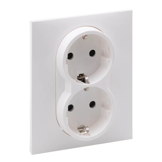 Priza schuko dubla 2X2P+T protectie copii Legrand Suno alb 721126 [1]