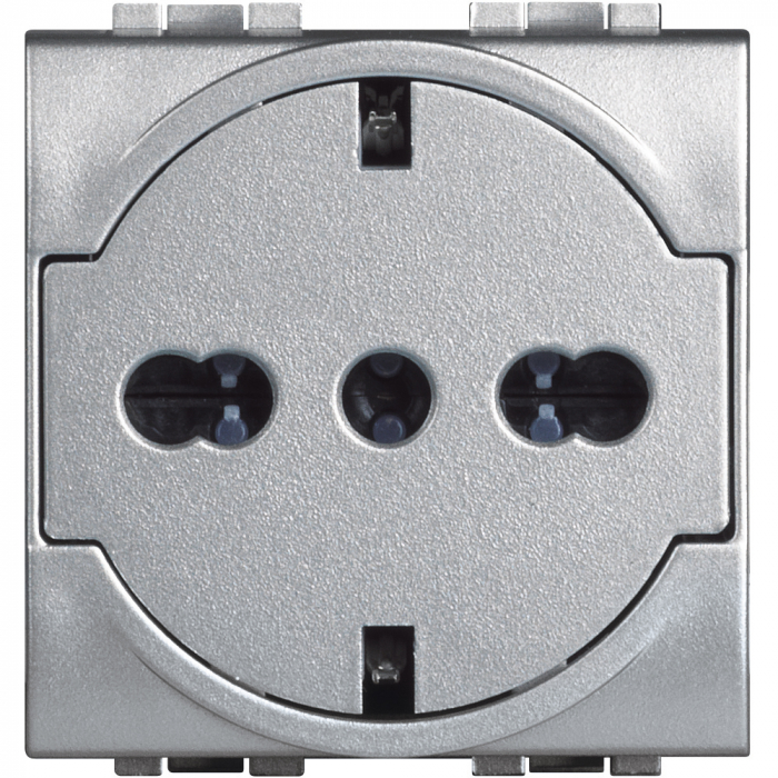 Priza schuko plata Living Light Bticino 2M aluminiu NT4140/16F [1]