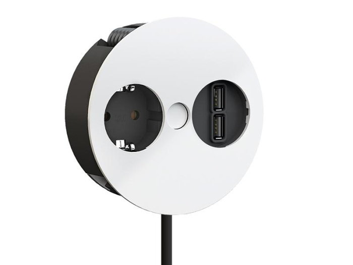 Priza schuko si USB tip A dublu cablu 2m alb mat Bachmann 931.231 [1]