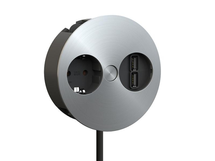 Priza schuko si USB tip A dublu cablu 2m inox Bachmann 931.031 [1]