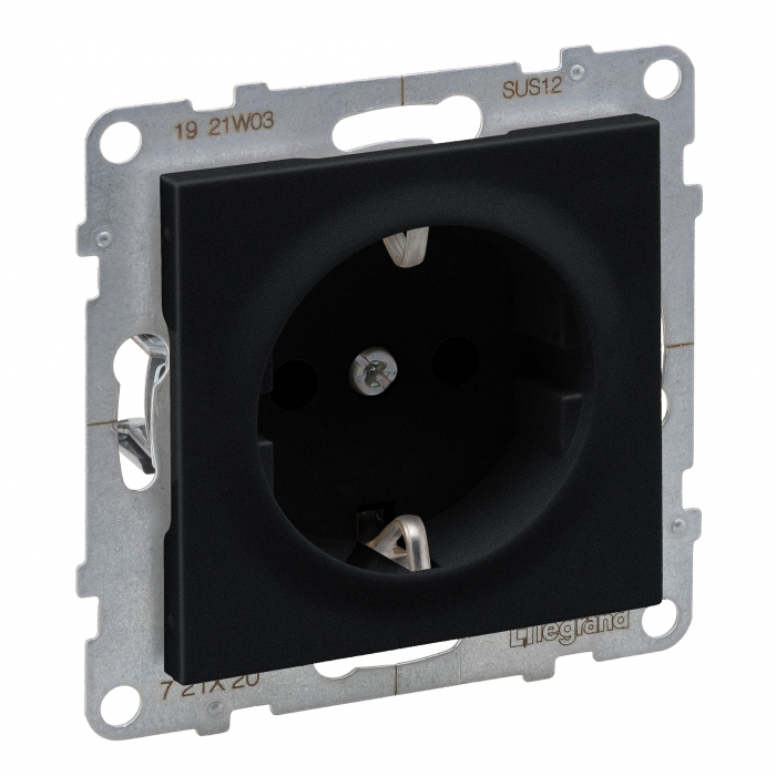 Priza schuko simpla 2P+T borne automate Legrand Suno negru 721420 [1]
