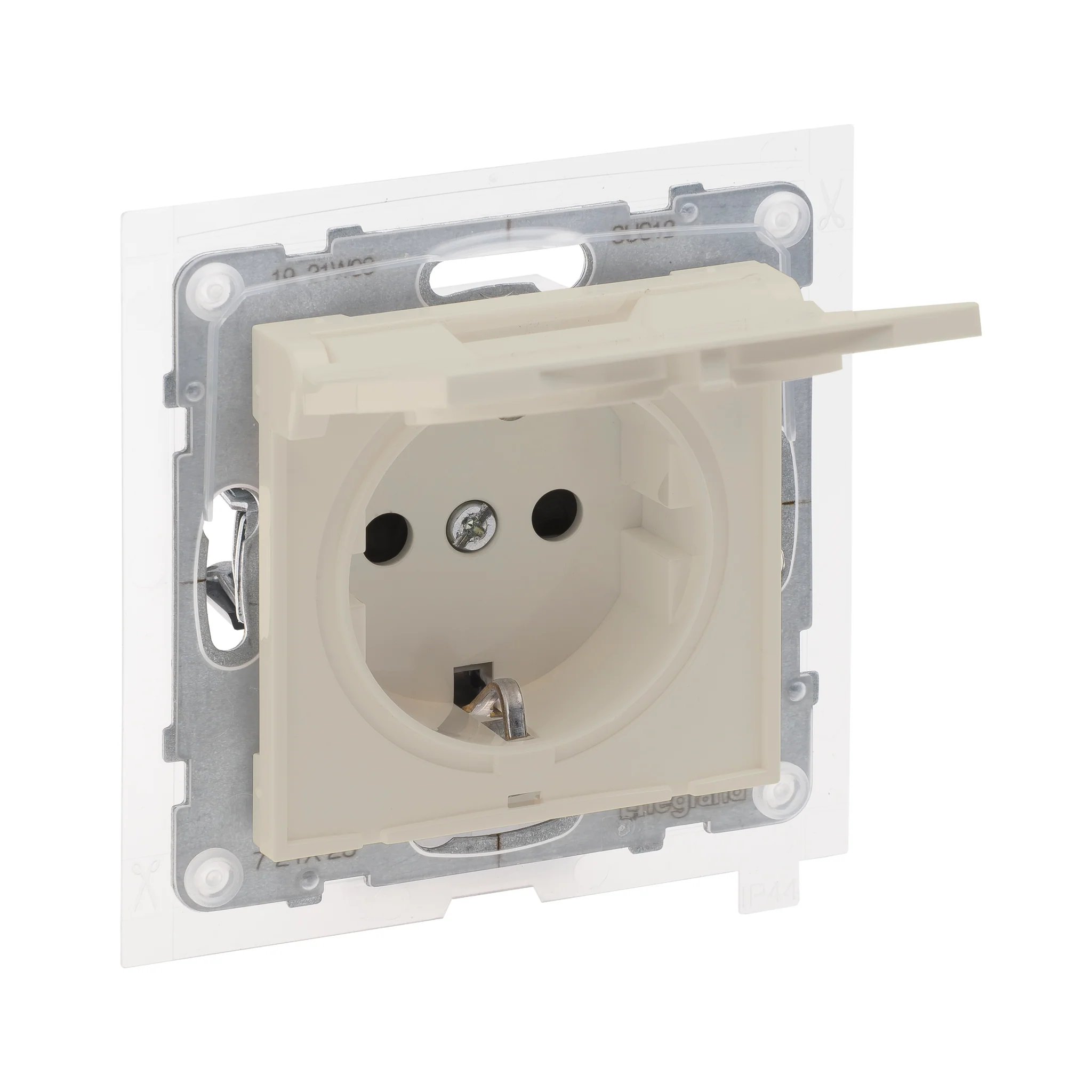 Priza schuko simpla cu capac 2P+T IP44 Legrand Suno ivoar 721223 [1]