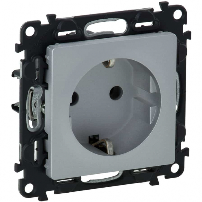 Priza schuko simpla protectie copii Legrand Valena Life aluminiu 753324 [1]
