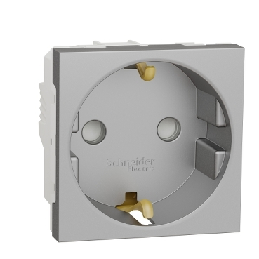 Priza schuko standard german 2M Schneider Noua Unica aluminiu NU303730 [1]