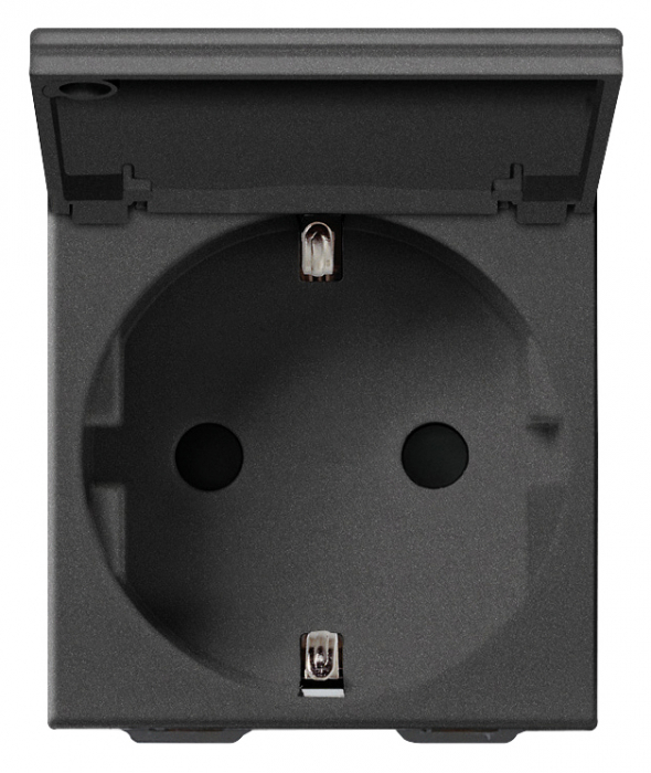 Priza schuko standard german cu capac 2M Vimar Neve carbon matt 09208.C.CM [1]