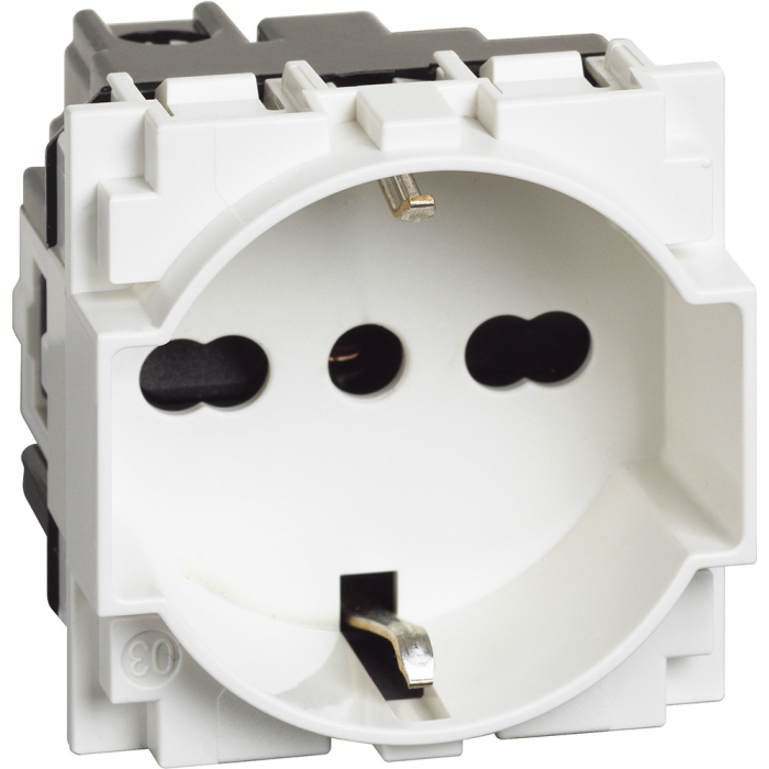 Priza schuko standard german italian 2M 16A Living Now Bticino alb KW4140A16 [1]