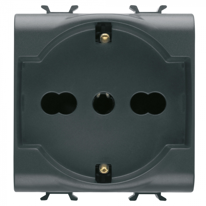 Priza schuko standard german/italian 2M Gewiss Chorus negru GW12204 [1]