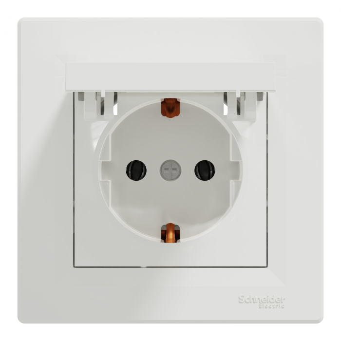Priza simpla schuko cu capac IP20 Schneider Asfora alb EPH3100121 [2]