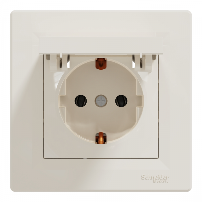 Priza simpla schuko cu capac IP20 Schneider Asfora crem EPH3100123 [2]