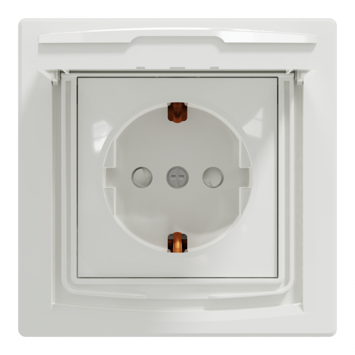 Priza simpla schuko cu capac IP44 Schneider Asfora alb EPH3100321 [2]