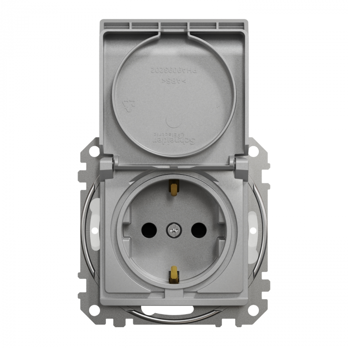 Priza simpla schuko cu capac Schneider Sedna IP44 aluminiu SDD213023 [2]