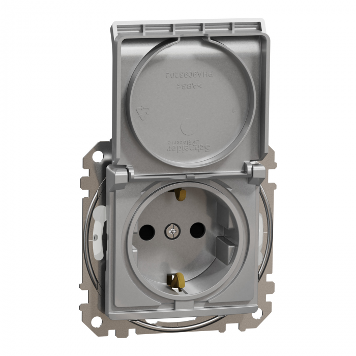 Priza simpla schuko cu capac Schneider Sedna IP44 aluminiu SDD213023 [1]