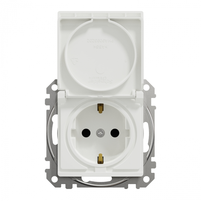 Priza simpla schuko cu capac si protectie copii Schneider Sedna alb SDD111023 [2]