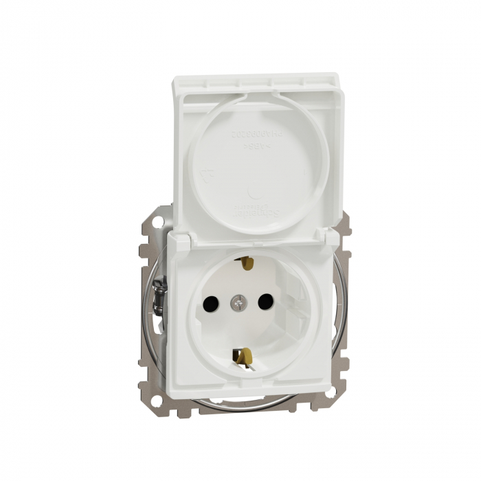 Priza simpla schuko cu capac si protectie copii Schneider Sedna alb SDD111023 [1]