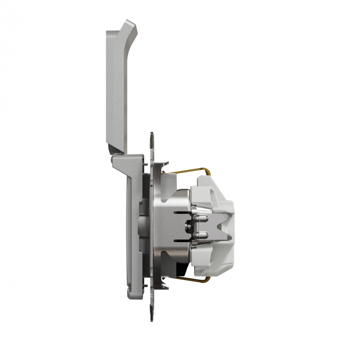 Priza simpla schuko cu capac si protectie copii Schneider Sedna aluminiu SDD113023 [3]