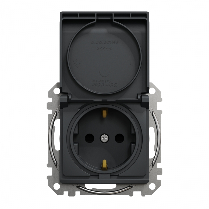 Priza simpla schuko cu capac si protectie copii Schneider Sedna antracit SDD114023 [1]