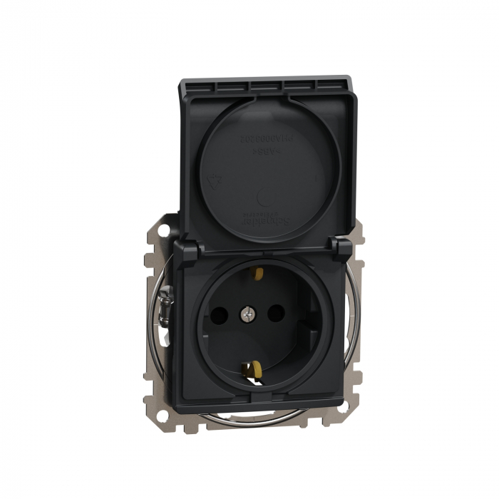 Priza simpla schuko cu capac si protectie copii Schneider Sedna antracit SDD114023 [2]