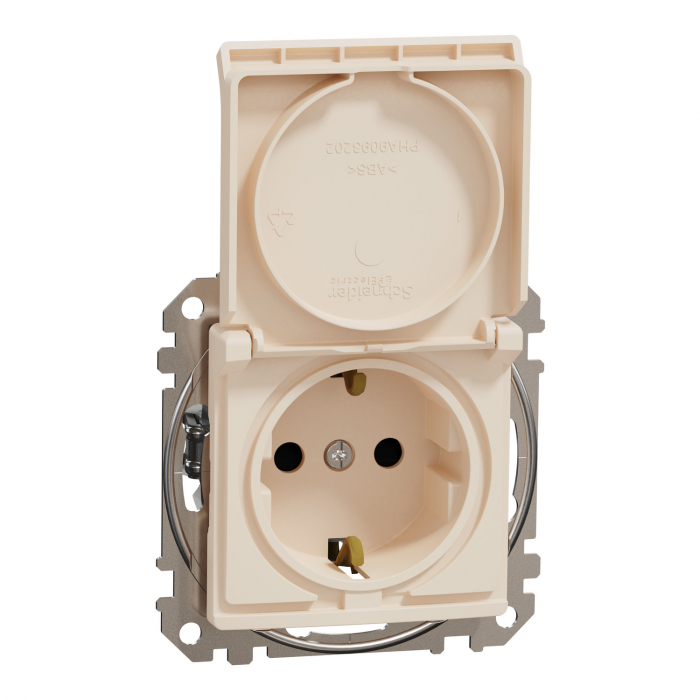Priza simpla schuko cu capac si protectie copii Schneider Sedna bej SDD112023 [1]