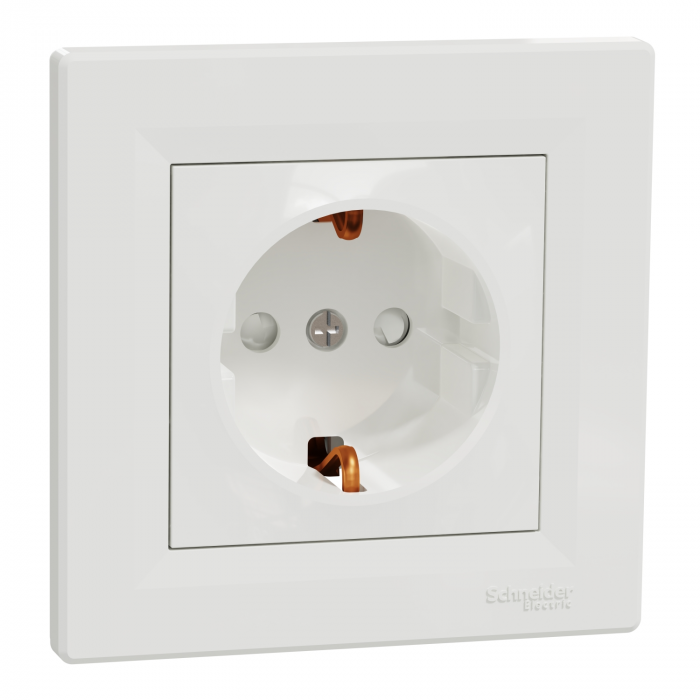 Priza simpla schuko cu protectie copii Schneider Asfora alb EPH2900221 [1]