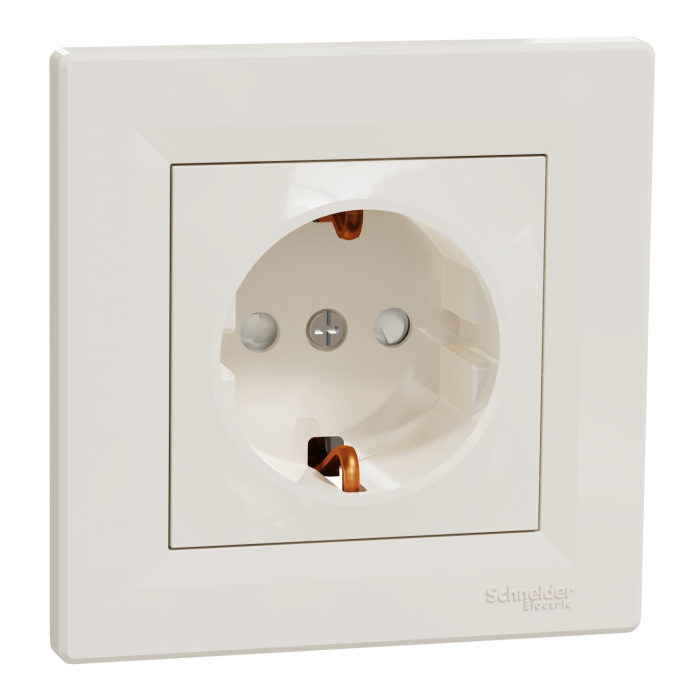Priza simpla schuko cu protectie copii Schneider Asfora crem EPH2900223 [1]