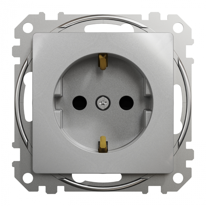 Priza simpla schuko cu protectie copii Schneider Sedna aluminiu SDD113021 [2]
