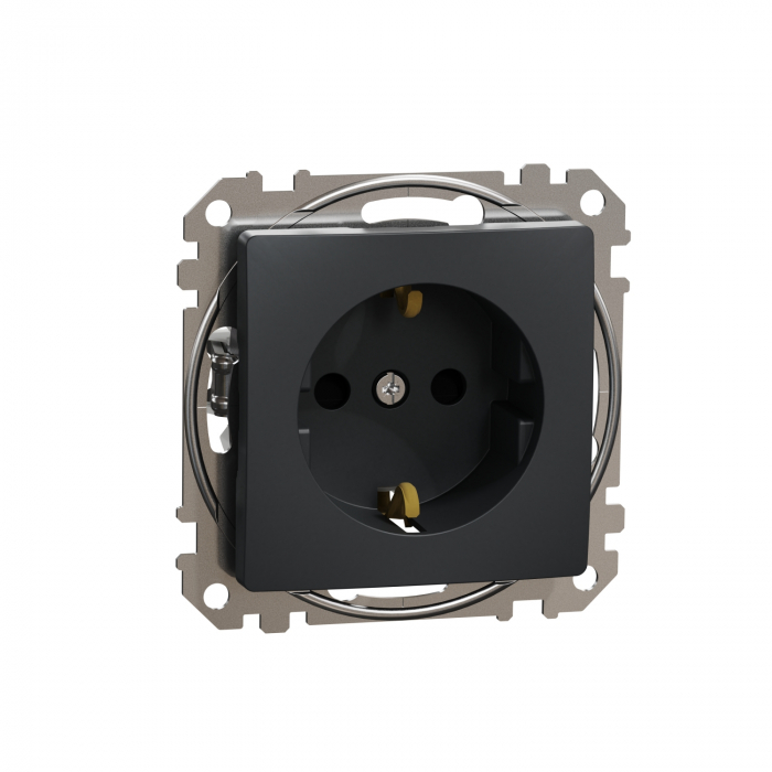 Priza simpla schuko cu protectie copii Schneider Sedna antracit SDD114021 [2]