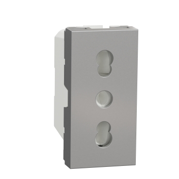 Priza Standard Italian 2P+E OBT 1M Schneider Noua Unica aluminiu NU302330 [1]