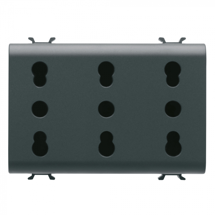 Priza standard italian tripla 3M Gewiss Chorus negru GW12209 [1]