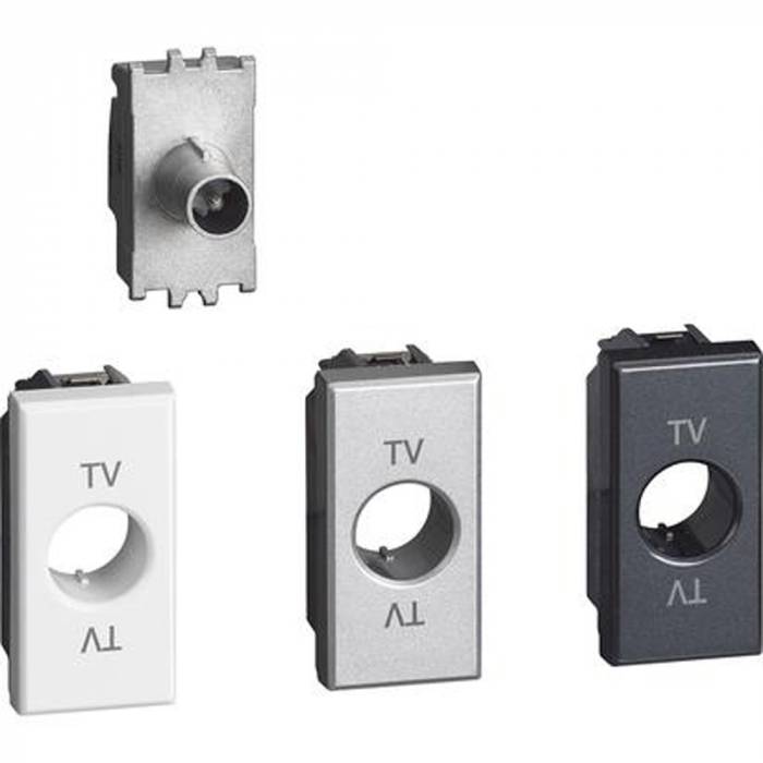 Priza TV de trecere Axolute Bticino 1M alb aluminiu antracit H4202P14 [1]