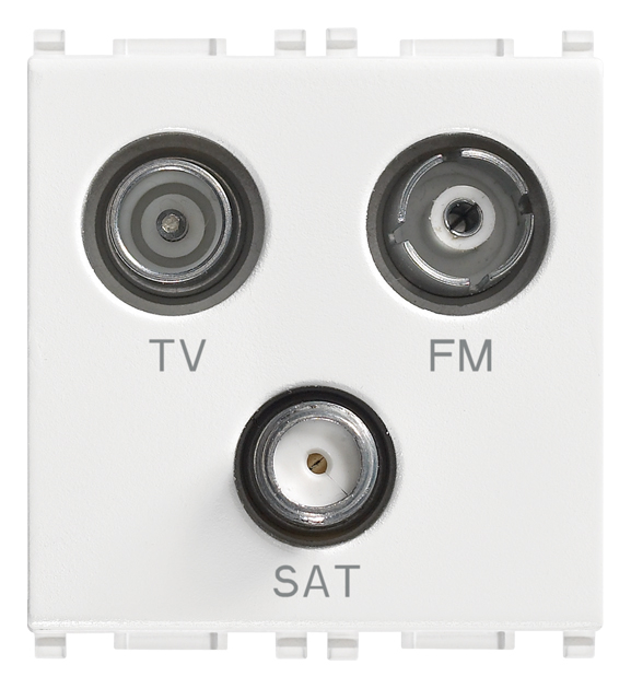 Priza TV-FM-SAT de capat 2M cu 3 iesiri Vimar Plana alb 14303 [1]