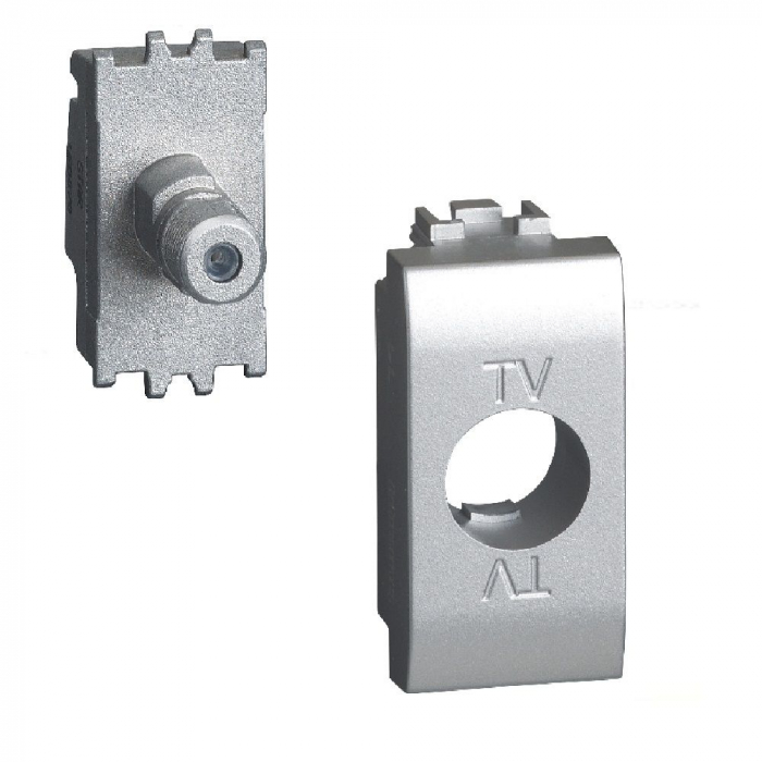 Priza TV-SAT tip F 1M Living Light Bticino aluminiu NT4202FN [1]