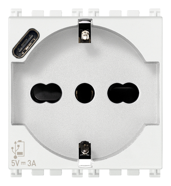 Priza universala + USB tip C 2M Vimar Arke alb 19210.USB.B [1]