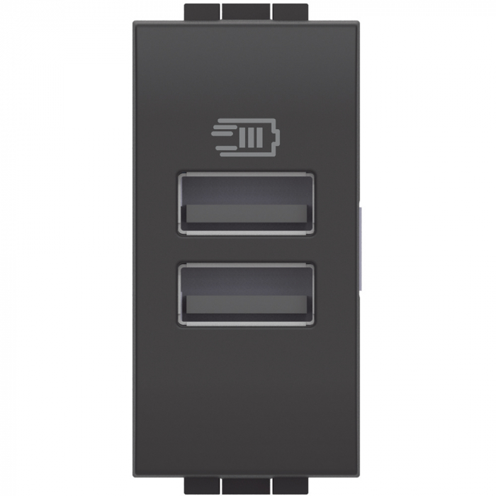 Priza USB 1M Tip A alimentare dubla 5V Living Light Bticino antracit L4191AA [1]