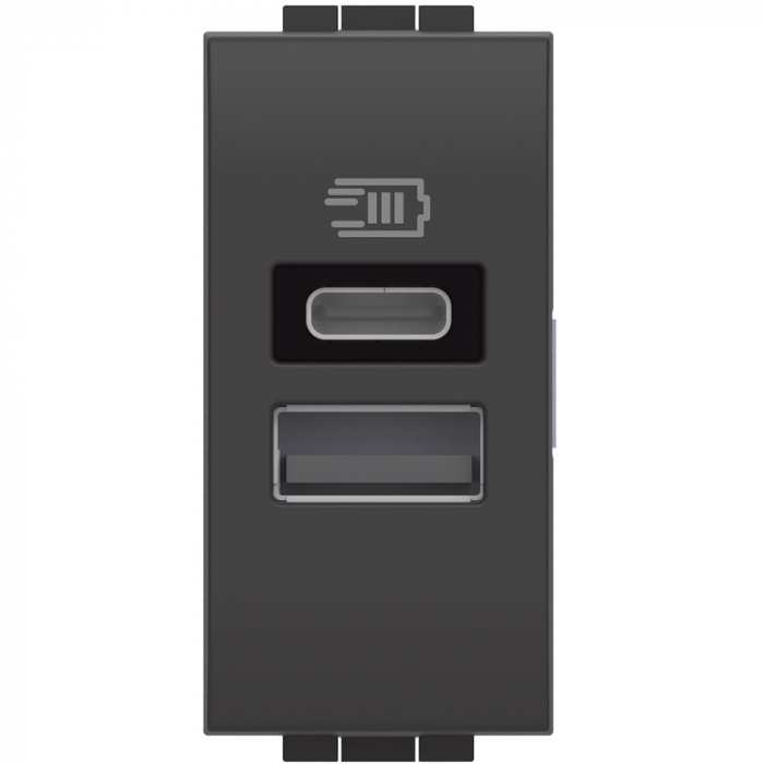 Priza USB 1M Tip A+C 5V Living Light Bticino antracit L4191AC [1]
