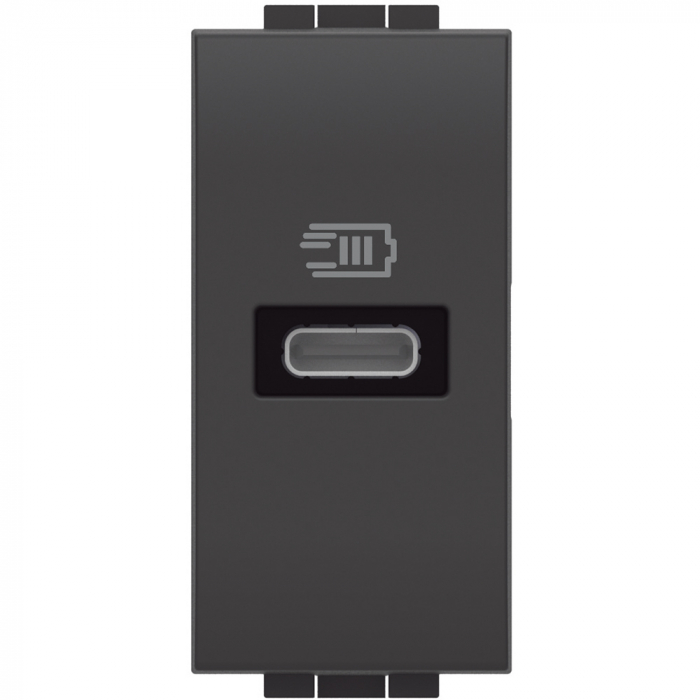 Priza USB 1M Tip C 5-9-12V Living Light Bticino antracit L4192C [1]